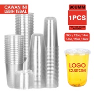 🔥（24h Fast Ship ）1PCS 90U Pet Disposable Plastic Milk Tea Boba Takeaway Cup 10/12/14/16/24oz （Cawan 