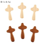 Dickly Set of 3 Hand Held Wooden Crosses, Pocket Size Religious Ornaments for Prayer