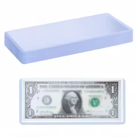 173*75mm Bill Currency PVC Clear Hard Plastic Sleeve Clip Paper Money Notes Bills Holder for Collect