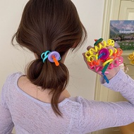 Dopamine Color Button Telephone Line Hair Tie High Elasticity Ponytail Classy Head Rope Does Not Hur
