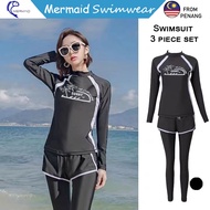 【Mermaid】swimsuit muslimah Women Swimwear Swimming Suit Muslimah Diving Suits Long Pants Long Sleeve