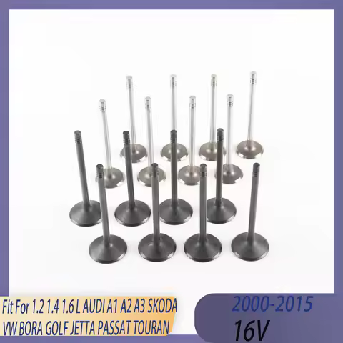 16pcs Engine Intake & Exhaust Valve Set Fit 1.2 1.4 1.6 L GAS 00-15 For AUDI A1 A2 A3 SKODA VW BORA