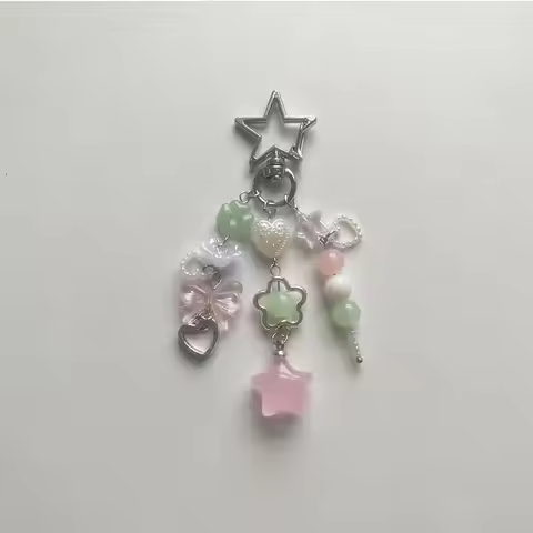 Dango Cherry mobile phone charm, star keychain, Japanese aesthetic wallet bag accessories, gifts for