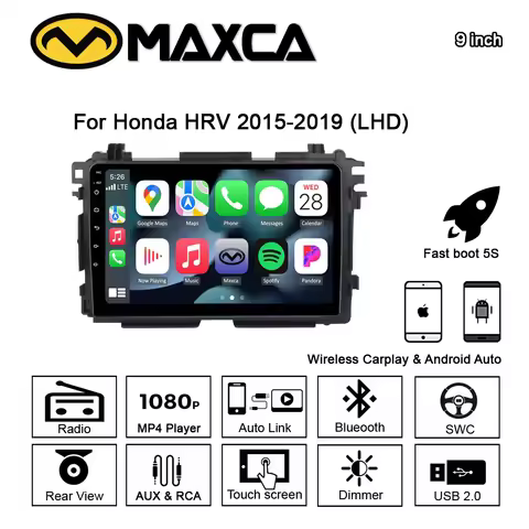 MAXCA 9 inch Honda HRV 2 din Wireless CarPlay Android auto Radio For Honda HRV Vezel Multimedia Ster
