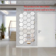 12Pcs Hexagonal Frame Stereoscopic Mirror Wall Sticker Decoration