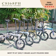CS168ph Mint T9 16" (305) 9-Speed V-Brake Alloy Folding Bike w/ FREE HELMET