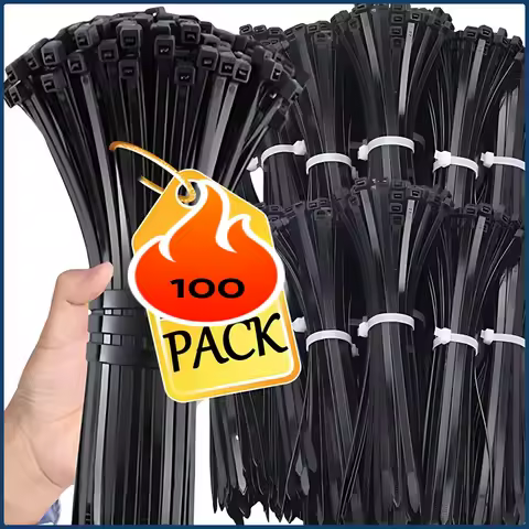 100 PCS Self-locking Plastic Nylon Tie Black Fastening Strap Cable-Tie-Set Cable Zip Tie Fastening R