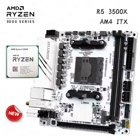 JGINYUE AM4 ITX Motherboard B350 AMD Ryzen 5 3500X DDR4 Dual Channel Memory Max 32GB Support 2 M.2 X