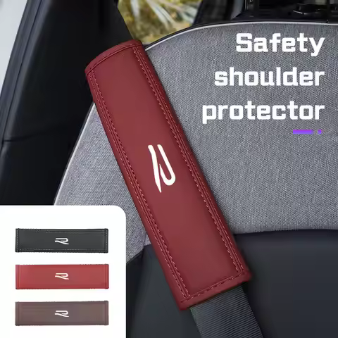 2Pc Leather Car Seat Belt Covers Accessories New R Logo for Volkswagen VW ID3 ID4 Golf 8 Beetle Scir