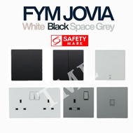 FYM Jovia Matt Black Grey White Frameless Switch Socket 1G 2G 3G 4G 1Way 2Way Single Double Door Bel