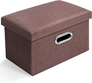 TITIROBA Storage Stool, Foldable, 3-in-1 Storage Box, Ottoman, Footrest Stand, Handle, Lid Included,