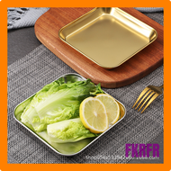FKRFR Thickened BBQ Square 304 Stainless Steel Plate Korean Style Gold Commercial Flat Bottom Dish Grilled Meat Dishes FHSER