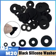 M2 M2.5 M2.7 M3 M4 M5 M6 M8 M10~M20 Black Round Soft Silicone Gasket Flat Washer Plane Spacer Insula