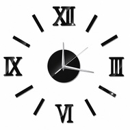 Modern Frameless Wall Clock With Roman Numbers Acrylic Mirror Stickers For Bedroom