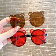 Trendy Children Fashion Cute Bear Ear Colored Glasses For Boys Girls Outdoor Street Photography Fash