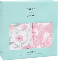 aden + anais ASWC20007J Muslin Swaddle, Set of 2, 47.2 x 47.2 inches (120 x 120 cm) (x2), 0 Months a