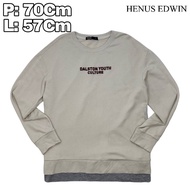 B254 HENUS Cotton Dalston Youth Culture Sweetshirt Cream Simple Thick Long Sleeve Sweater