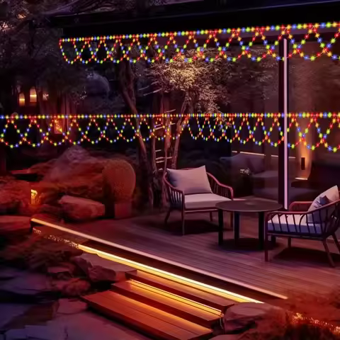 4M138 LED Light Christmas Lights String USB Plug-in Wave Shaped Hanging Curtain Light Bedroom Garden