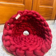 禮物-編織貓窩/ 純棉冰島毛線/ 寵物窩/ 雙色/ 可機洗