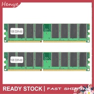 Henye 2Pcs 1GB DDR Laptop Desktop Memory RAM 400Mhz PC-3200 2.6V 184Pin for