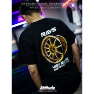 ATTITUDE ATTITUDE Japan JDM Modified Car RAYS Hub CE28N TE37 Pure Cotton Heavy Short-Sleeved T-Shirt