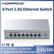 HORACO 2.5GbE Unmanaged Ethernet Switch 8 Port 2.5GBASE-T Network Switch with 10G SFP+ Port Plug and