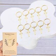 10pcs/Set 11x24mm Hollow Cross Pendant Keychain, Minimalist Design, 20mm Outer Diameter Round Metal 