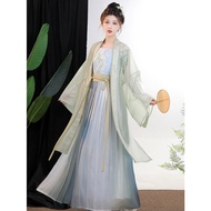 [Ready Stock] Hanfu Ancient Costume Traditional Hanfu Chinese Style Women's Clothing Improved Hanfu Original Hanfu Female Made in Song Dynasty Changgan Temple Pair Collar Long Shirt Song Smear Pleated Skirt Three-Piece