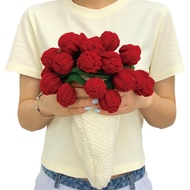 Handmade Rose Blankets 24 Inch Round Floral Soft Romantic Crochet Flowers Bouquet Blanket Gift for M