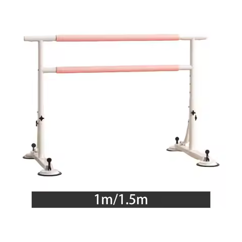Double Ballet Barre Dance Bar Suction Cup Floor Standing for Kids Adults Portable Adjustable for Str