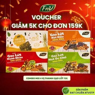 Combo of 4 nutritious brown rice bars mixed with FNV low-calorie sugar-free snack flavors 1 box 72g