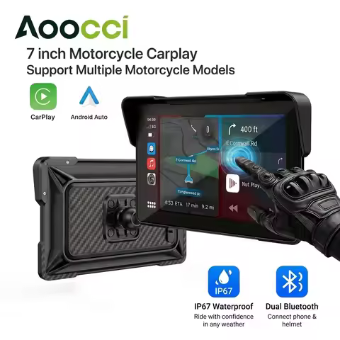 Aoocci C7 Motorcycle CarPlay 7-inch HD Touchscreen with Apple CarPlay & Android Auto Dual Bluetooth 