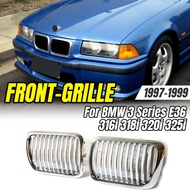 For BMW 3 Series E36 1997-1999 318i 323i 325i 320i 328i Chrome Silver Grille Kidney Grill, Car Styli