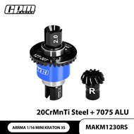 GPM (No Diffs Oil) 20CrMnTi Steel + 7075 Alloy Rear Differential 12/30T 0.8 Mod For ARRMA 1/16 Mini 