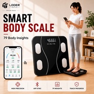 LODER Bluetooth Smart Body Fat Scale Digital Weight Scale BMI Analyzer USB Rechargeable Bathroom Sca