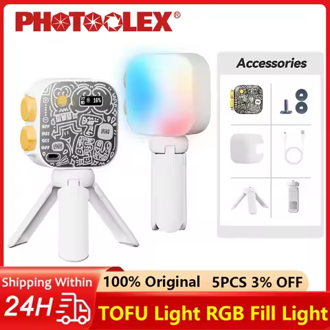 PHOTOOLEX Led Video Light 2500-9900k Camera Fill Lights RGB Rechargeable Magnetic Fill Lamp Portable
