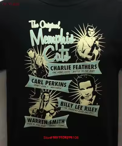 Charlie Feathers Carl Perkins Billy Lee Riley Warren Smith T shirt Black Q785 long or short sleeves