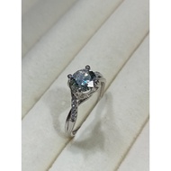 (R334) 1.0CT 6.5MM MOISSANITE WITH GREEN SPARKLE ADJUSTABLE SILVER RING 莫桑石配绿色闪光可调节银戒指 CINCIN PERAK BATU BERLIAN