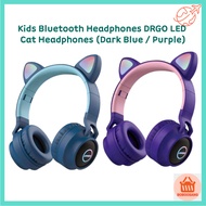 Kids Bluetooth Headphones DRGO LED  Cat Headphones (Dark Blue / Purple)