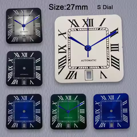 High-Quality New 27mm S Logo Square Rome Dial Fit NH35/NH36/4R/7S Automatic Movement Fit 6 O'clock W