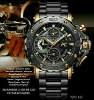 Jam Tangan Alexandre Christie Pria AC 9205 MC Rose Gold Black Original