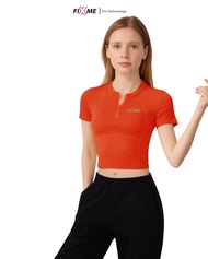 เสื้อวิ่ง รุ่น Eve แขนสั้นเอวลอย ซิปหน้า เสื้อกีฬาแขนสั้น แห้งไว FIXME