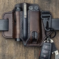Falcon Buckle Tactical Belt Holster EDC Multi-Tool Holder Flashlight Carry Military Leather
