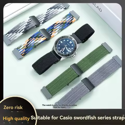 22mm Elastic Nylon Watch Strap For Casio EFV-600 MDV-106 Swordfish MTP-VD300 Men Sports Replacement 