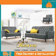 Sofa Master - Tiana 1/2/3 Seater With Stool Fabric Sofa Set In Dark Grey