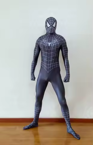 Men Halloween Black Raimi Spider Cosplay Costume Venom Symbiote Suit Zentai Bodysuit Adults Man Part