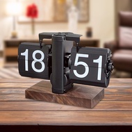 【Red cabin】 HILABEE Flip Desk Clock Decoration Retro Table Clock for Hotel Office