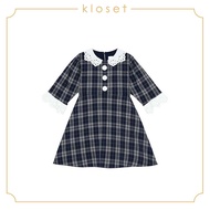 KLOSET Tartan With Collar Dress (AW19 - KD013) ชุดเดรสเด็กคอปกแขนสั้น ผ้าลายสก๊อต