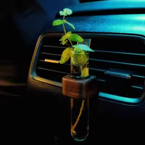 Creative Mini Car Flower Vase Clip Adjustable Car Vent Walnut Vent Glass And Dashboard Vase Decor Fl