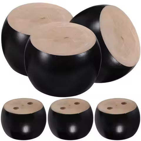 6Pcs Wooden Bun Feet for Furniture Legs Replacement Strong Load-Bearing Wood Sofa Feet Couch Risers 